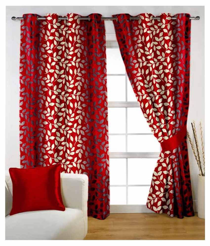 Elegance Single Window Eyelet Curtains Floral Red - Buy Elegance Single