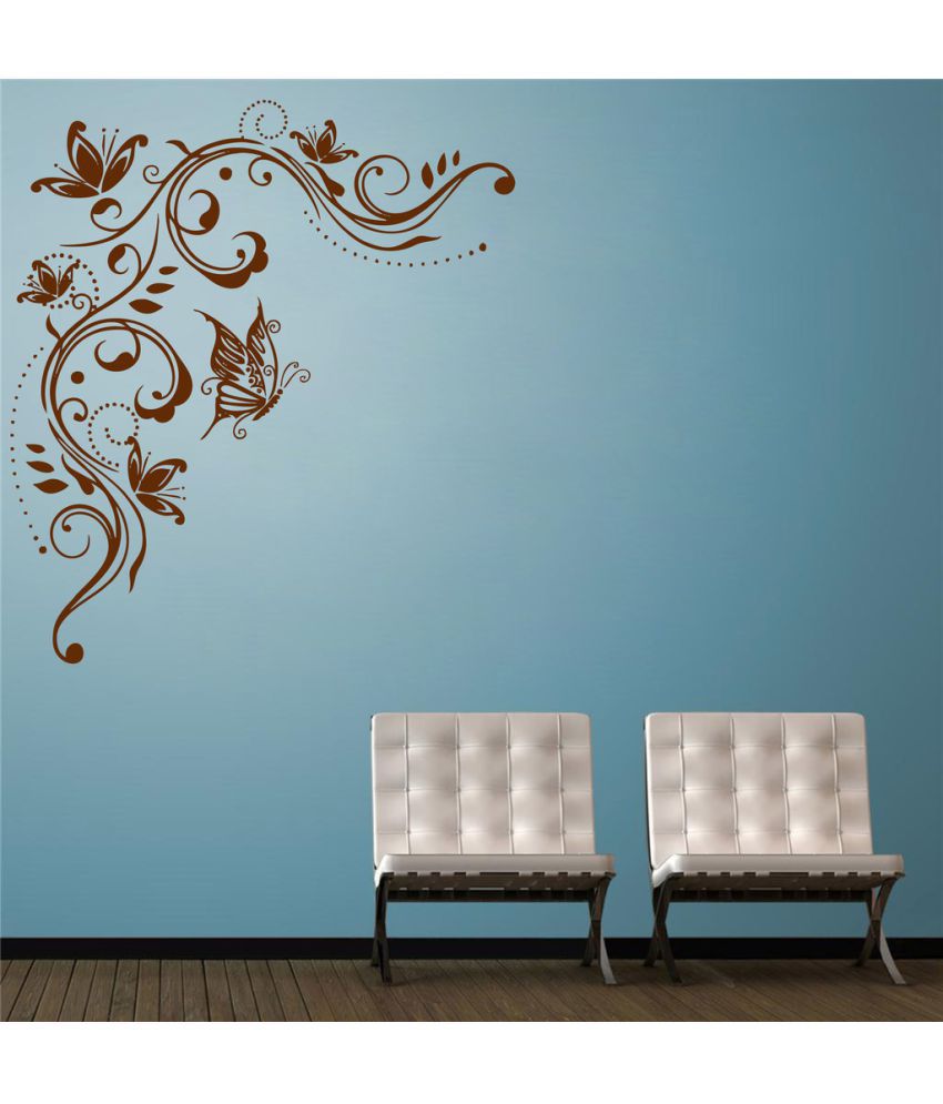    			Decor Villa Butterfly with Flower PVC Wall Stickers