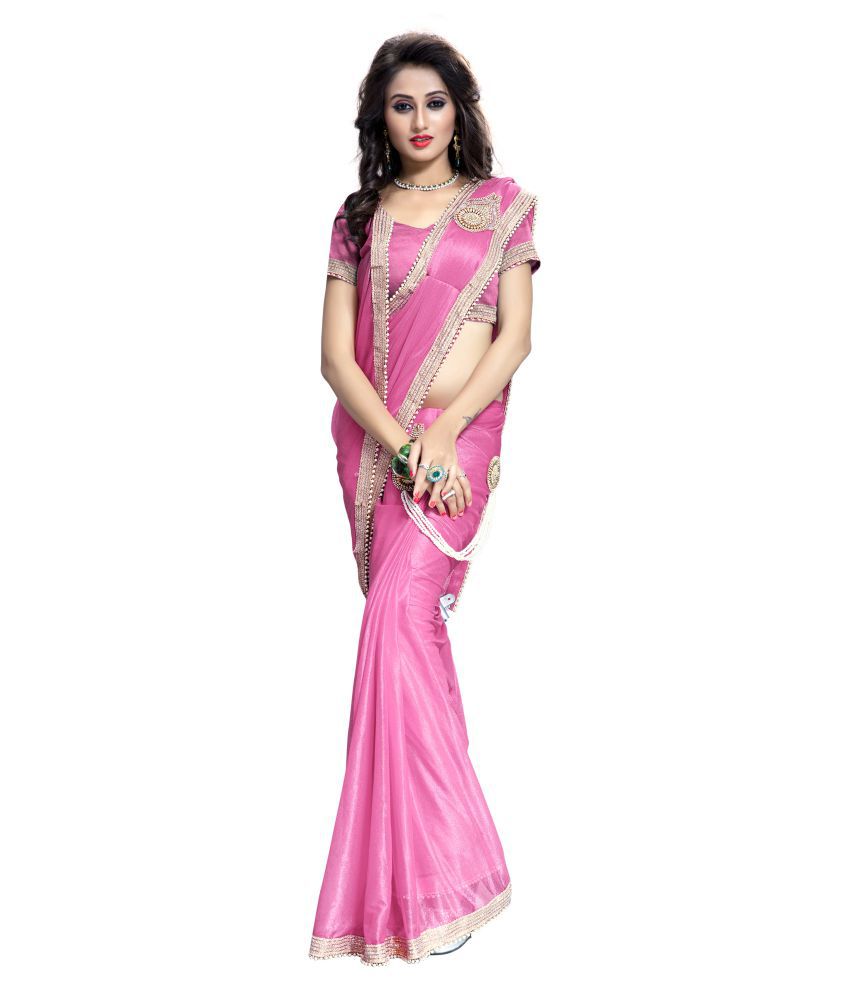     			Bhuwal Fashion Pink and Beige Lycra Saree