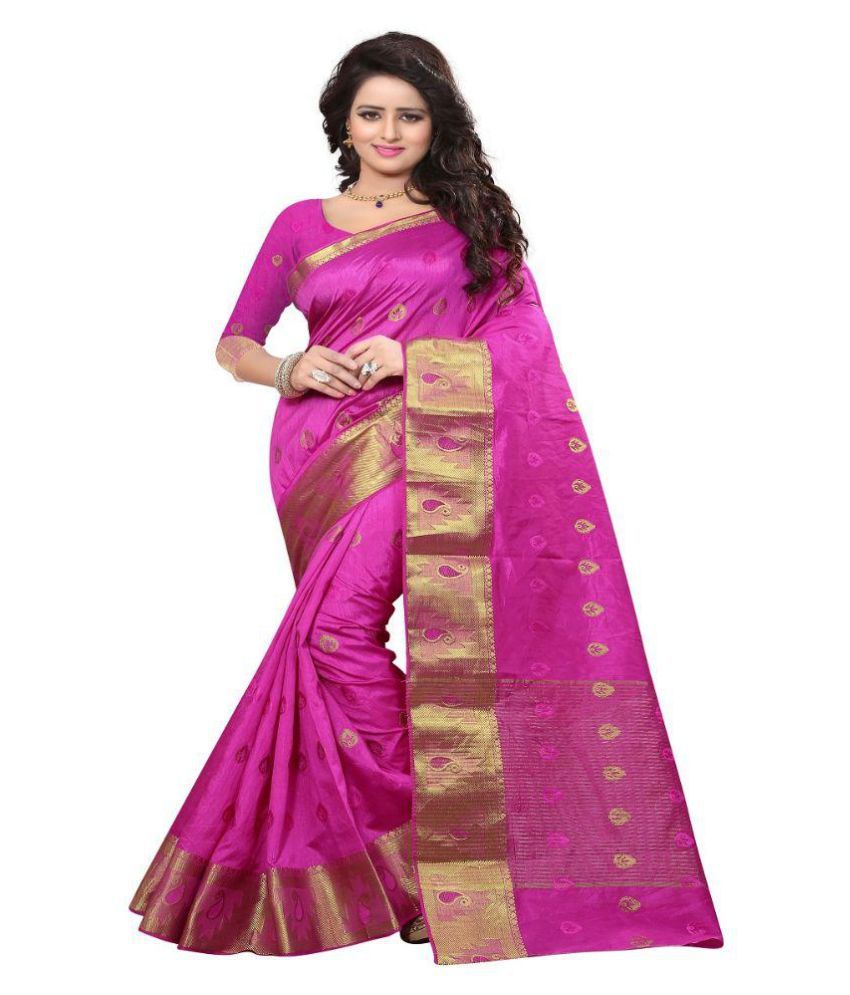 Eshwari Creation Pink Banarasi Silk Saree - Buy Eshwari Creation Pink ...
