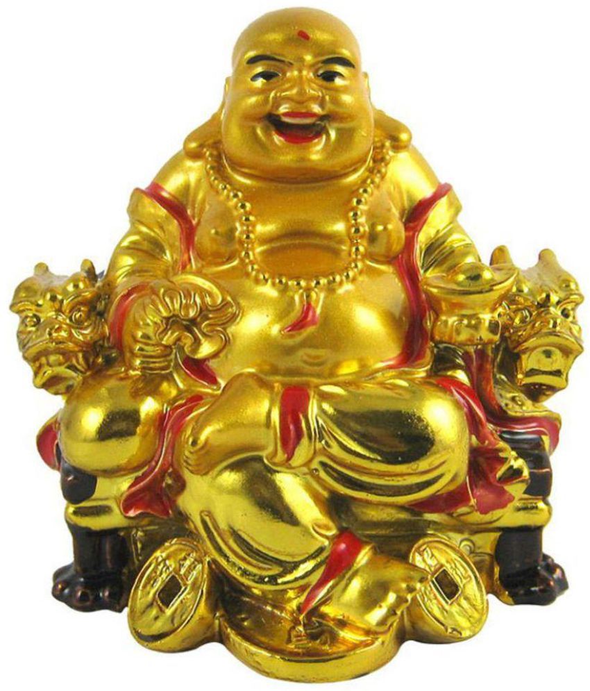     			Hometales Polyresin Fengshui Laughing Buddha On Chair (8Cm, Gold)