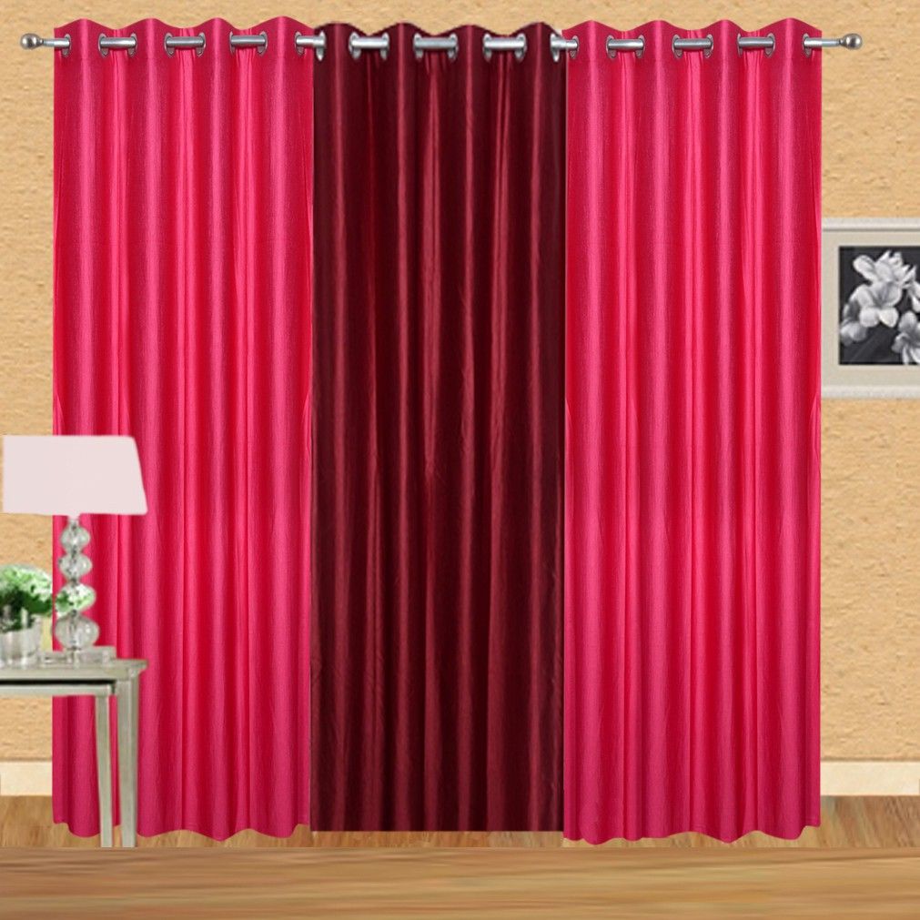     			Stella Creations Set of 3 Window Eyelet Curtains Solid Multi Color