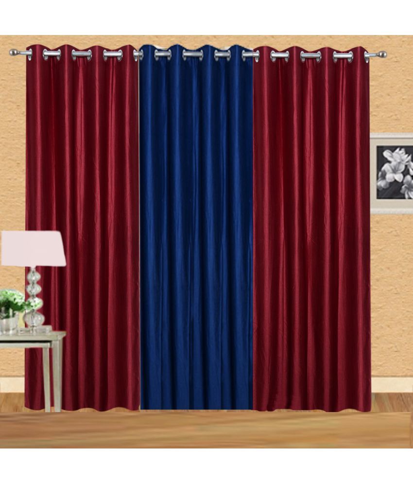     			Stella Creations Set of 3 Window Eyelet Curtains Solid Multi Color