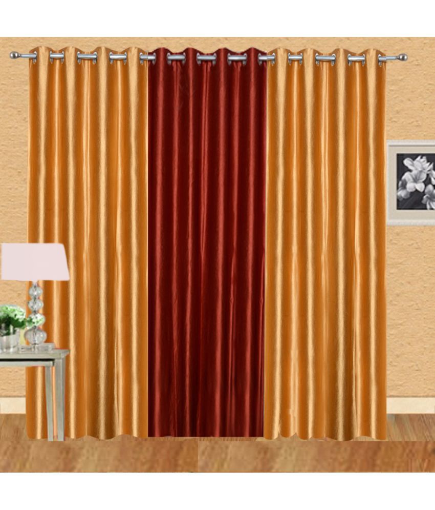     			Stella Creations Set of 3 Door Eyelet Curtains Solid Multi Color