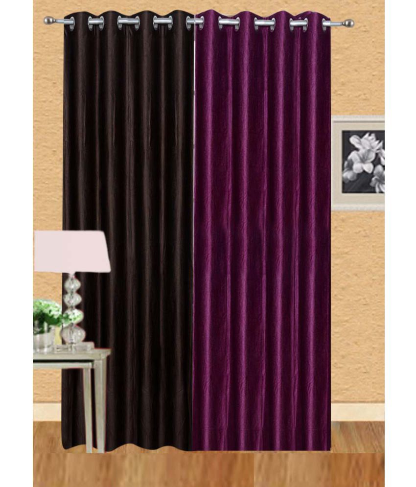     			Stella Creations Set of 2 Window Eyelet Curtains Solid Multi Color