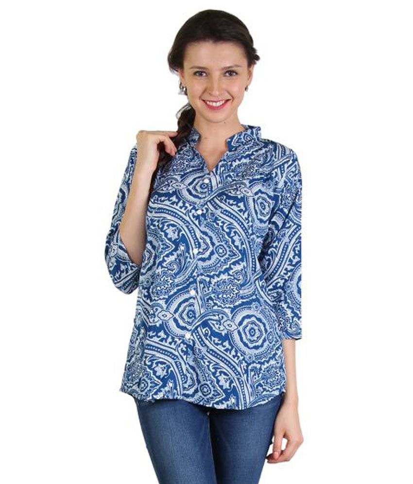 Dorota Blue Cotton Tunics - Buy Dorota Blue Cotton Tunics Online at ...