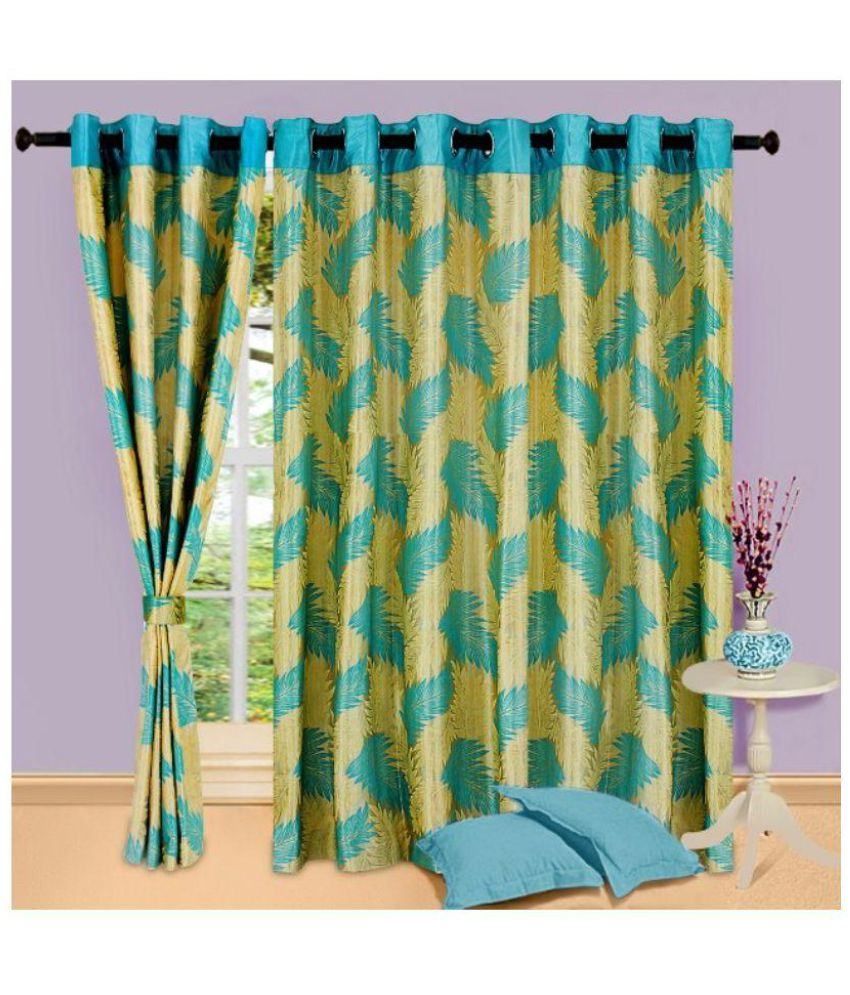 Panipat Textile Hub Set of 2 Door Eyelet Curtains Floral Multi Color