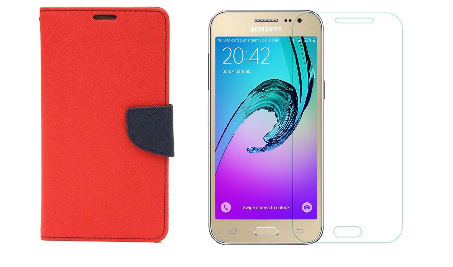 Samsung J2 Old 15 Flip Cover With Tempered Glass Mobile Cover Combos Online At Low Prices Snapdeal India