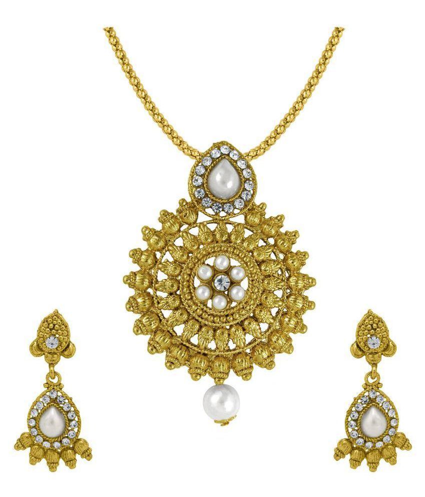 Om Jewells Golden Necklace Set Combo - Buy Om Jewells Golden Necklace ...