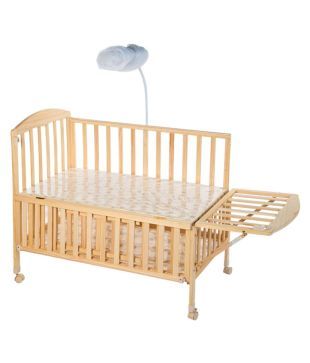 mee mee baby wooden cot with swing & mosquito net