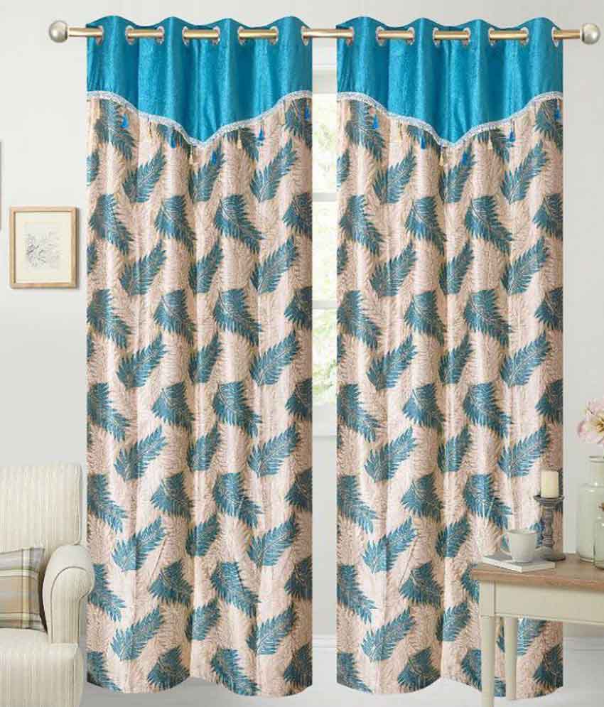     			Tanishka Fabs Abstract Semi-Transparent Eyelet Door Curtain 7 ft Pack of 2 -Multi Color