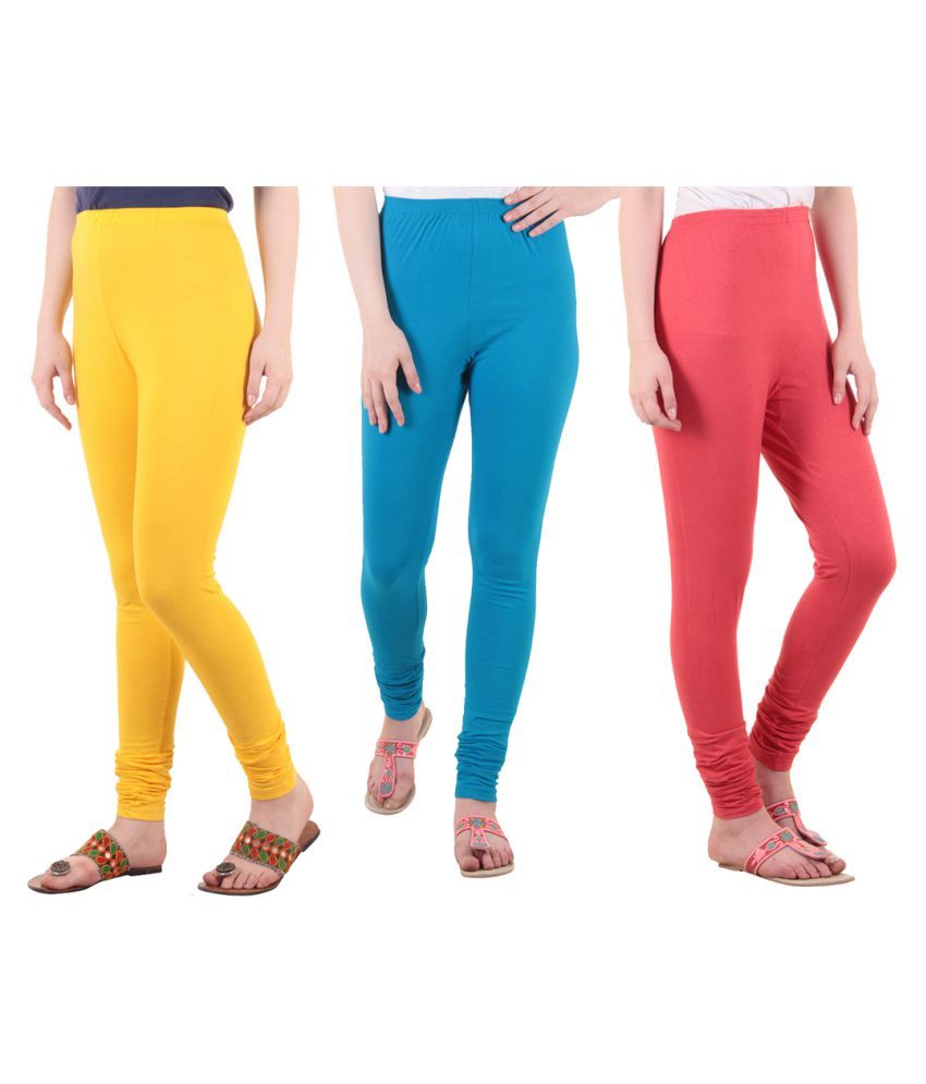     			Diaz - Yellow Cotton Women's Leggings ( Pack of 3 )