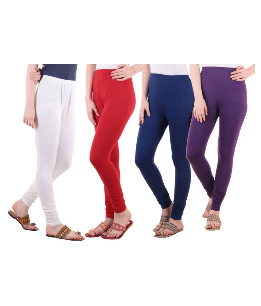     			Diaz - White Cotton Women's Leggings ( Pack of 4 )