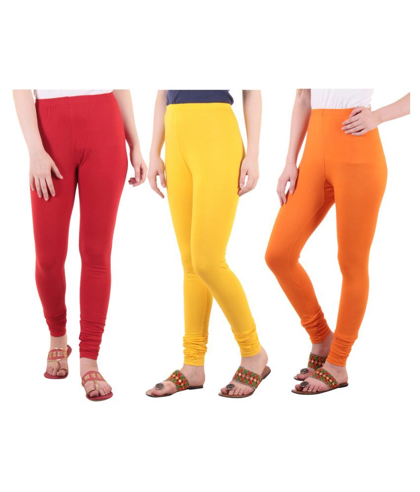     			Diaz - Red Cotton Women's Leggings ( Pack of 3 )