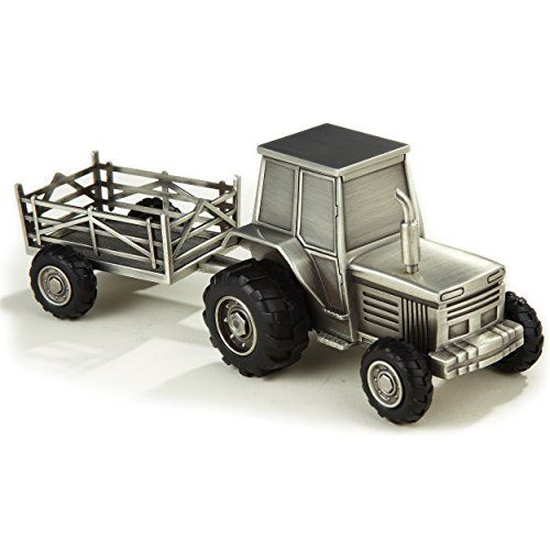 Tractor Bank w/Trailer, Pewter Finish - Buy Tractor Bank w ...