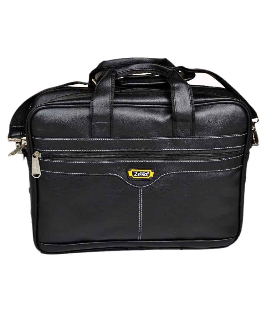 Zenniz Black Leather Office Bag Buy Zenniz Black Leather Office Bag Online at Low Price Snapdeal