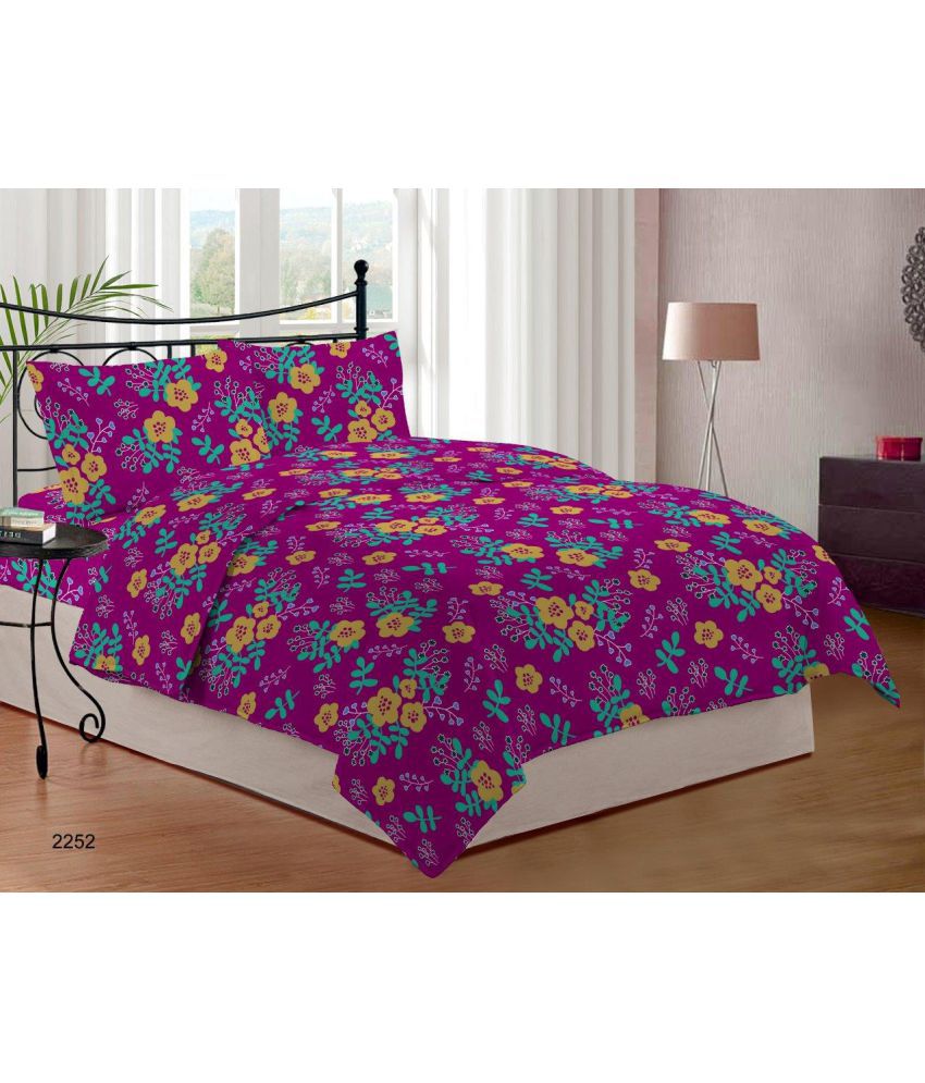    			Bombay Dyeing Double Cotton Floral Bed Sheet