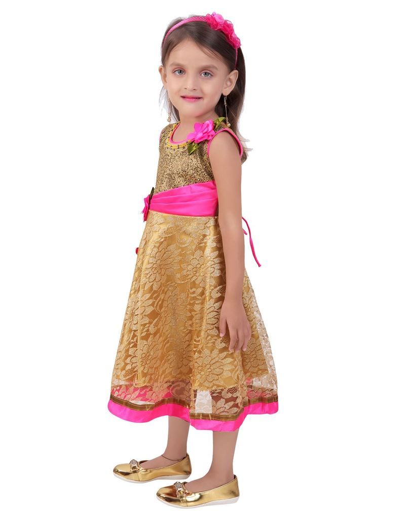 golden net frock design