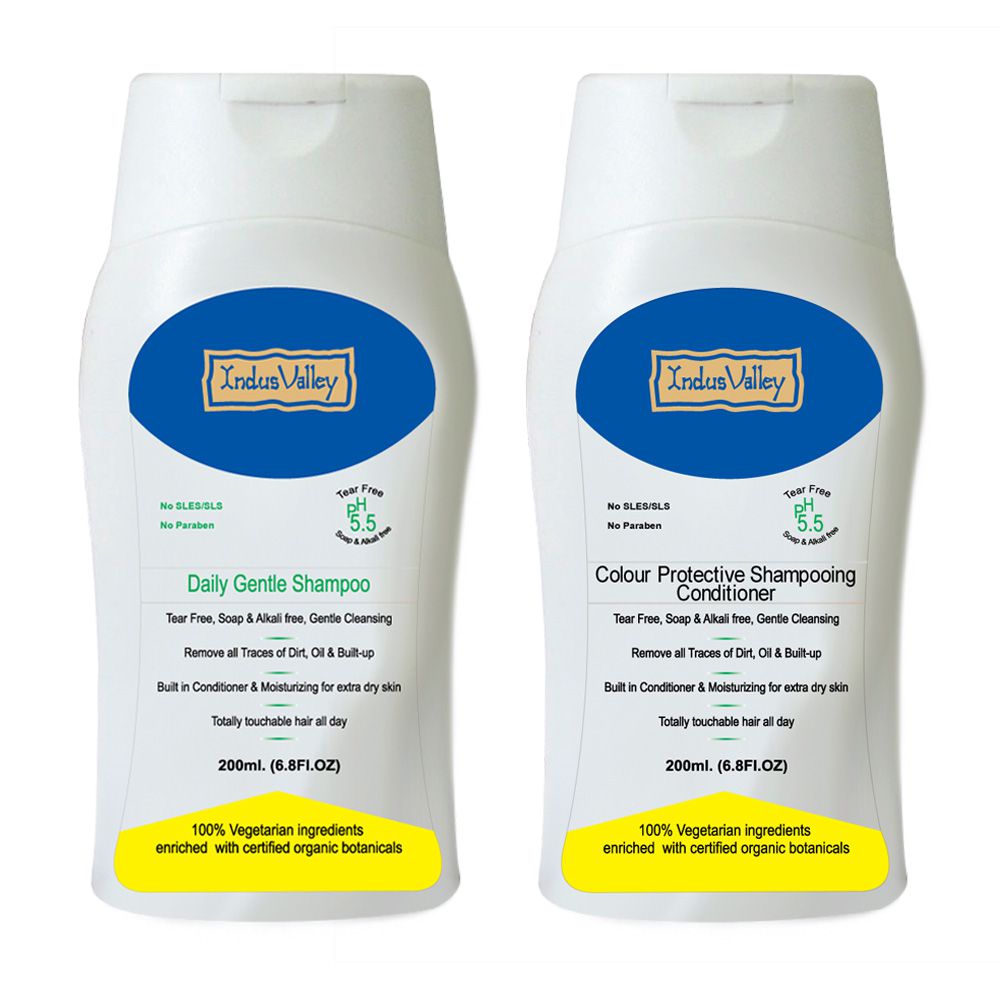     			Indus Valley Daily gentle Shampoo and Colour Protective Shampoo 200ml Each Combo Pack