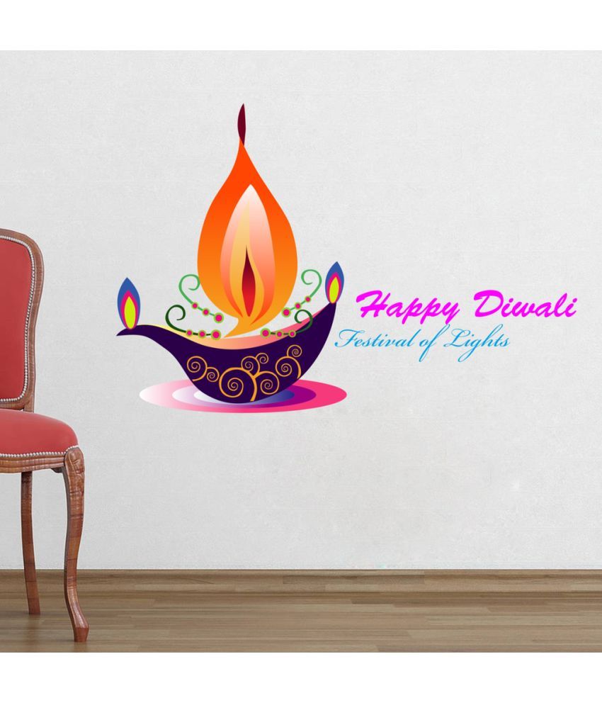     			Decor villa Diya happy diwali Vinyl Wall Stickers