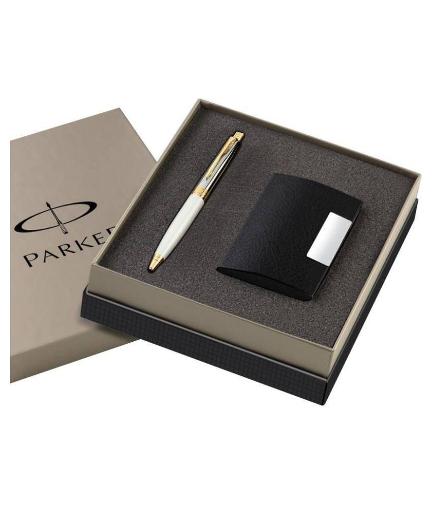     			Parker White Gt Ball Pen with Visiting Card Holder  (Pack of 2)