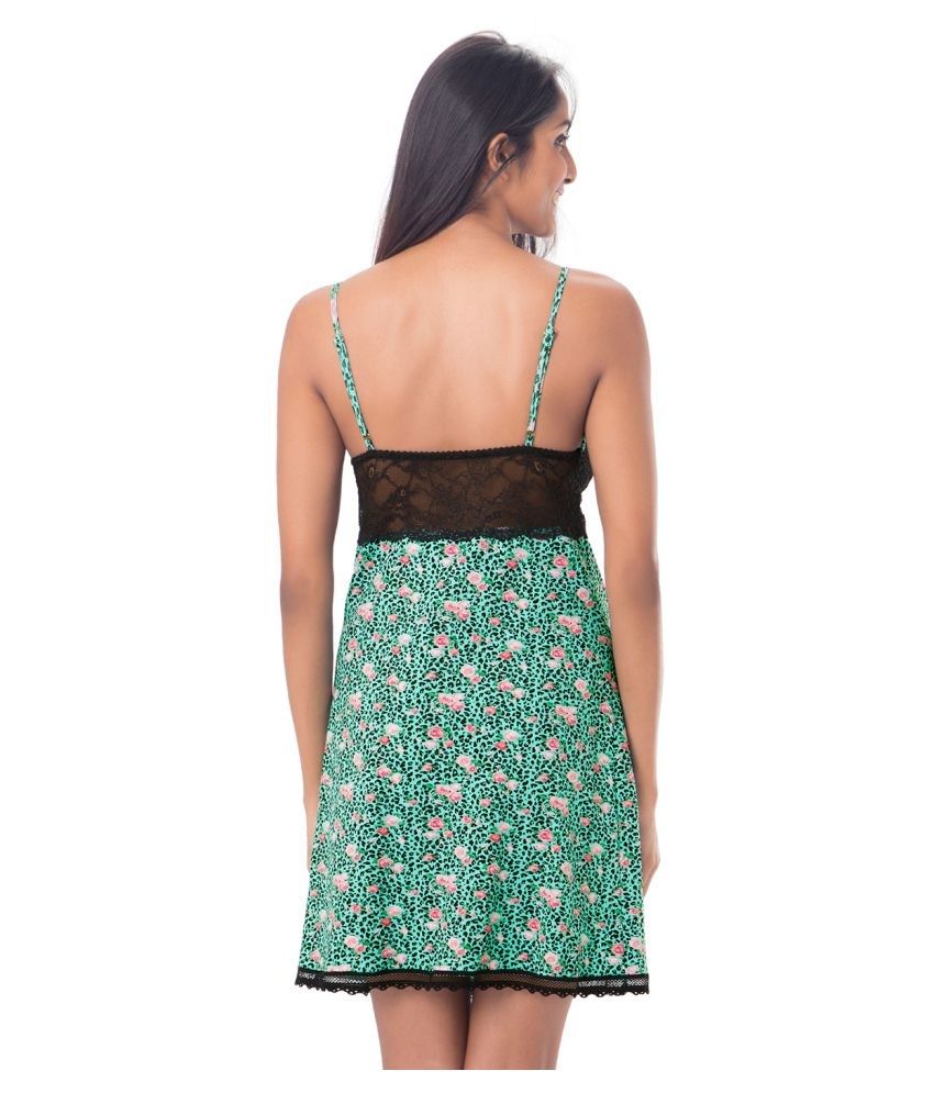 Buy PrettySecrets Green Cotton Baby Doll Dresses Without Panty Online