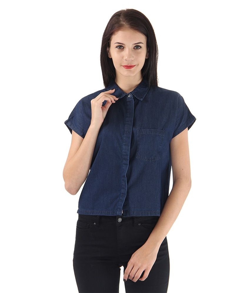 blue cotton shirt womens