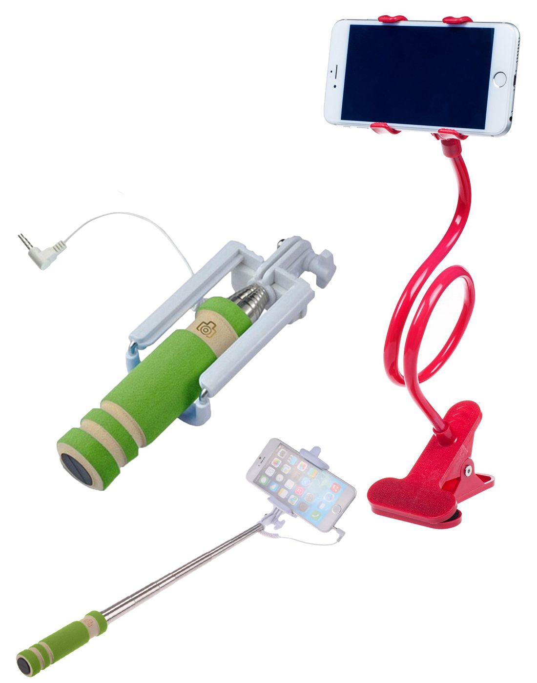 Lazy Stand Red With Mini Selfie Stick Green By Style Crome Mobile Enhancements Online At Low 