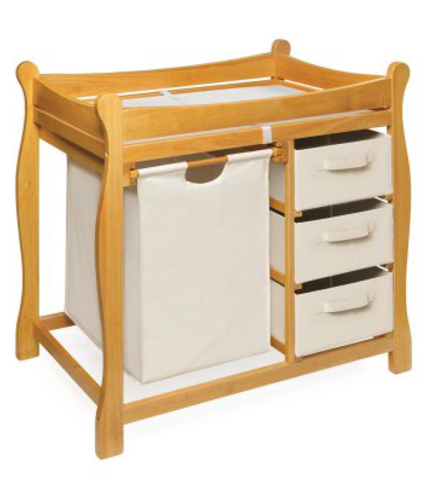 Badger Basket Company Sleigh Style Changing Table with Hamper/3 Baskets