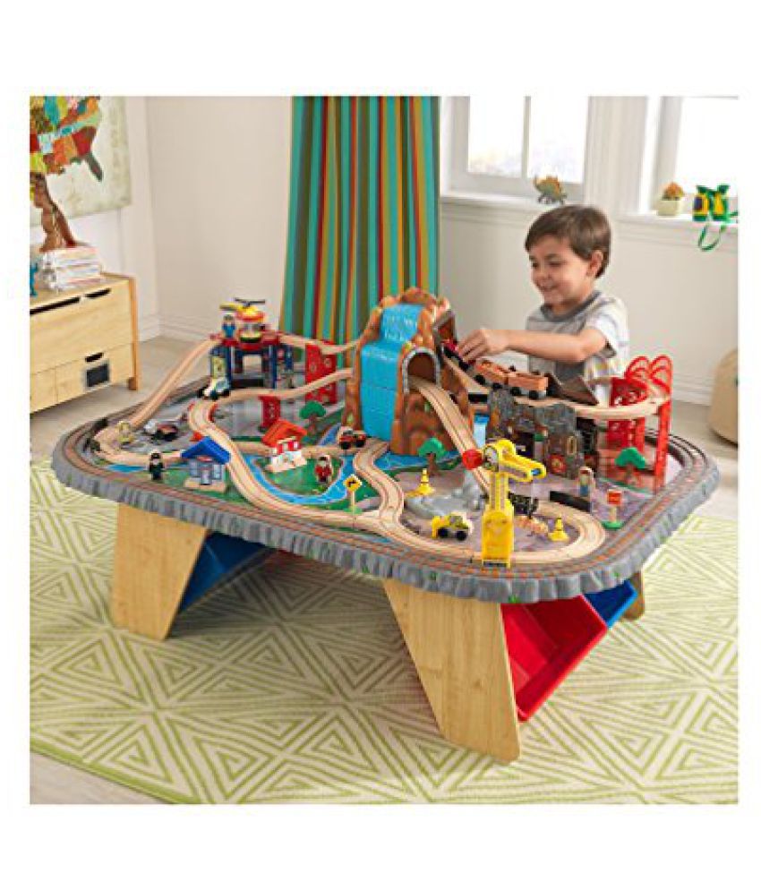 kidkraft waterfall junction train set and table