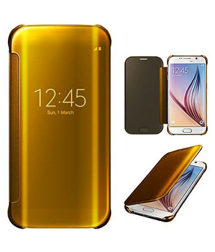     			Samsung Galaxy J7 (2016) Flip Cover by R K RETAILER - Golden