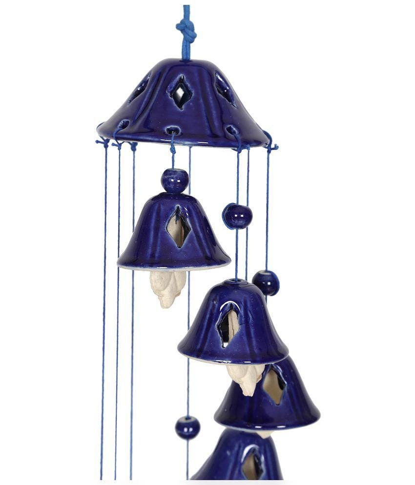 Unravel India Ceramic Blue Bell Wind Chimes Buy Unravel India Ceramic
