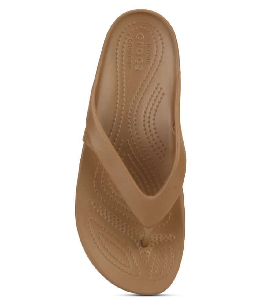 crocs slippers brown