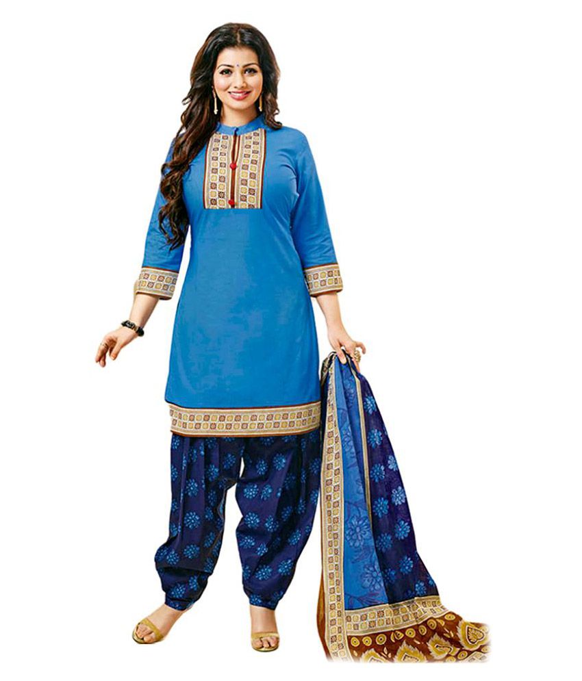 Chatri Fashions Blue Cotton Dress Material - Buy Chatri Fashions Blue ...