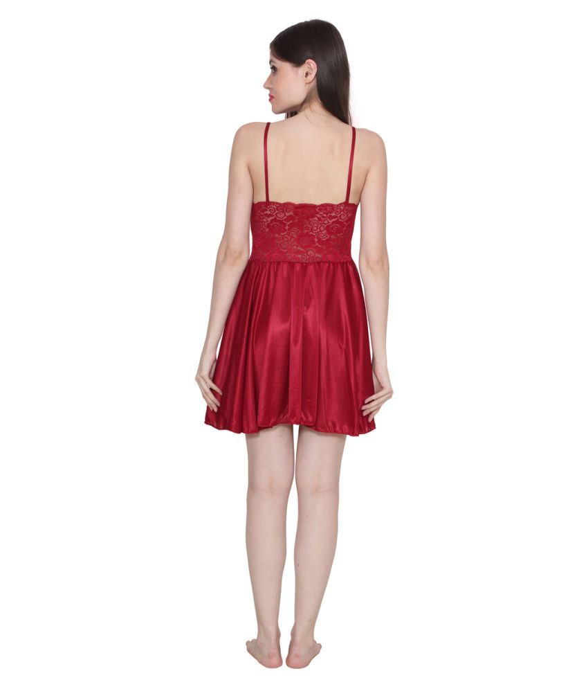 Buy Ansh Fashion Wear Red Crepe Baby Doll Dresses With Panty Online at