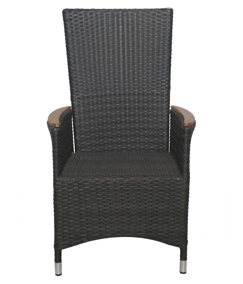 Outkraft Aluminium Wicker Recliner Chair with Teakwood Armrest - Buy