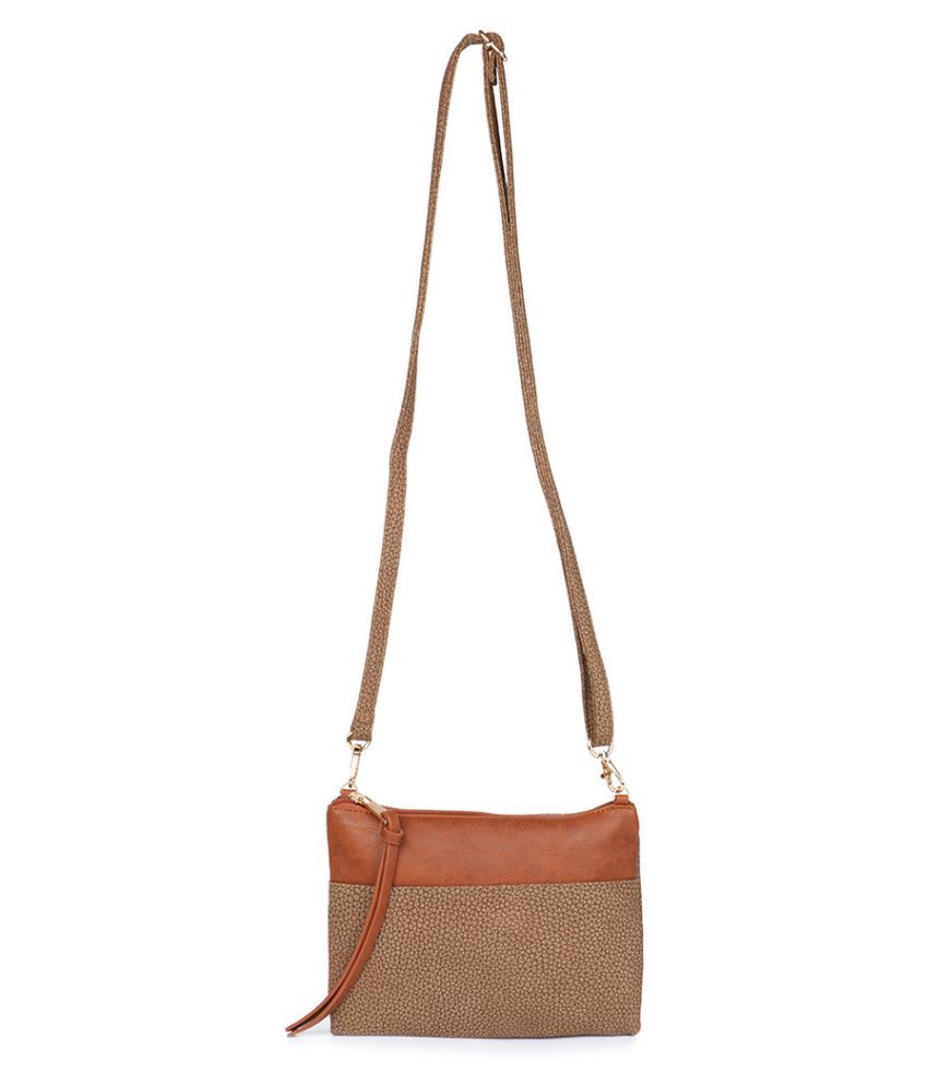 Scoopstreet Brown Faux Leather Sling Bag - Buy Scoopstreet Brown Faux ...