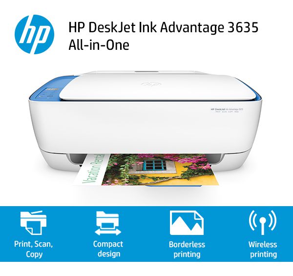 HP DeskJet Ink Advantage 3635 All-in-One Multi-function Wireless Printer