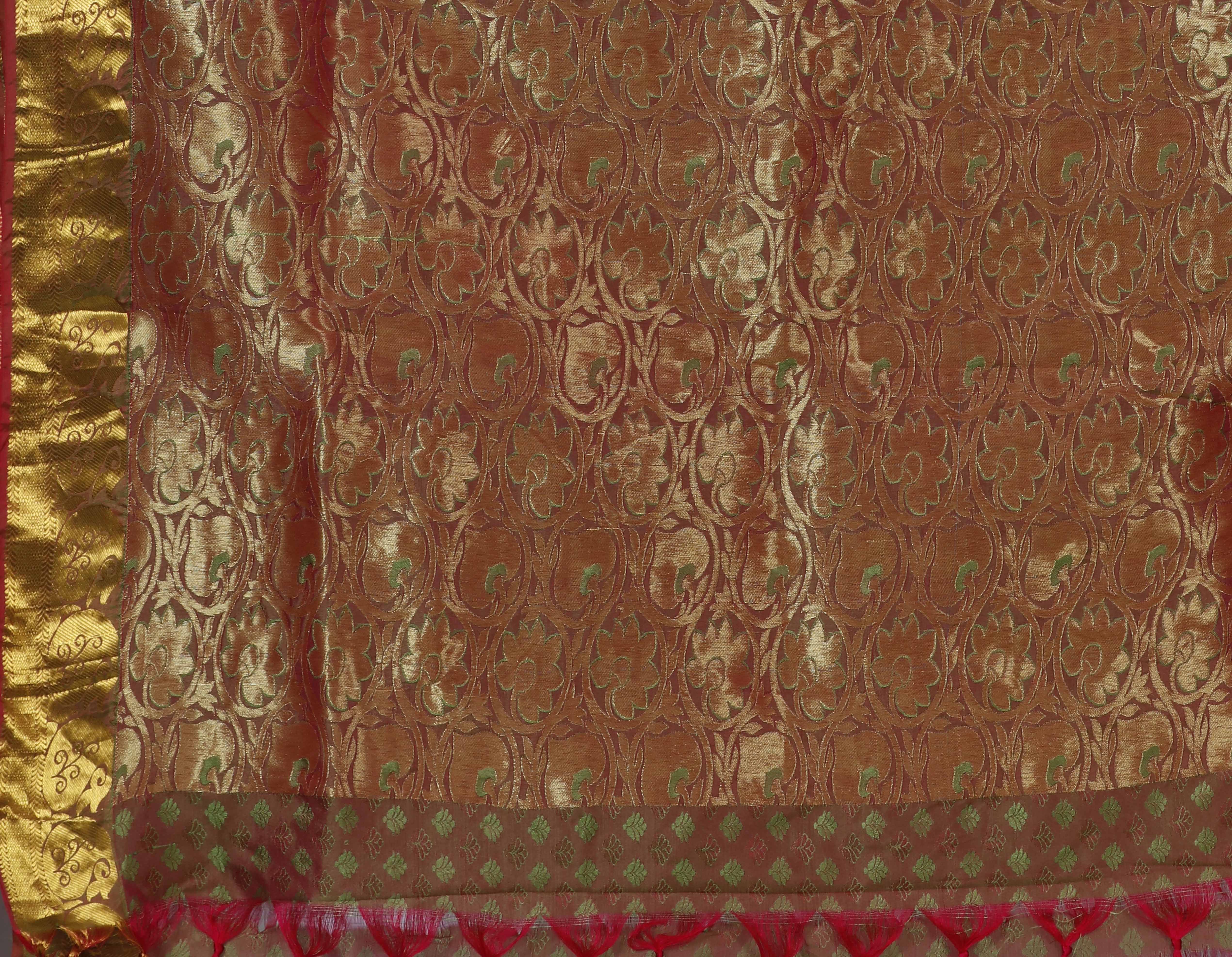 The Chennai Silks Half & Half Pattern Floral Jacquard Design Arani