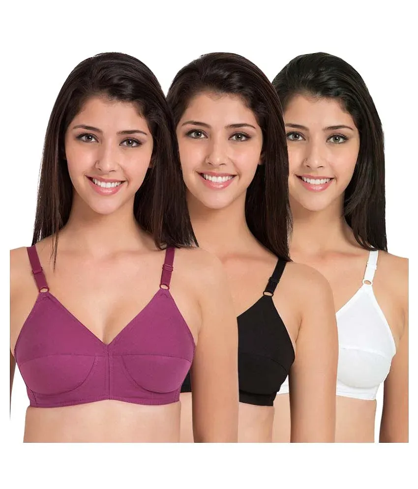 Buy SKDREAMS Women Multicolor Solid Cotton Blend Pack of 6 Bras