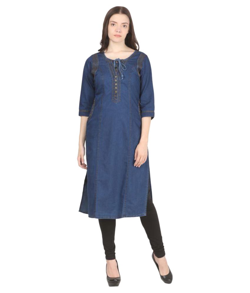 Saadgi Blue Denim Straight Kurti - Buy Saadgi Blue Denim Straight Kurti ...