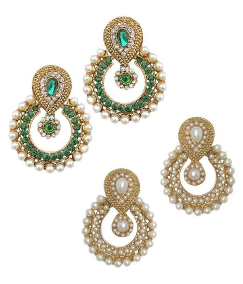     			YouBella 2 Pair Golden Designer Traditional Earrings