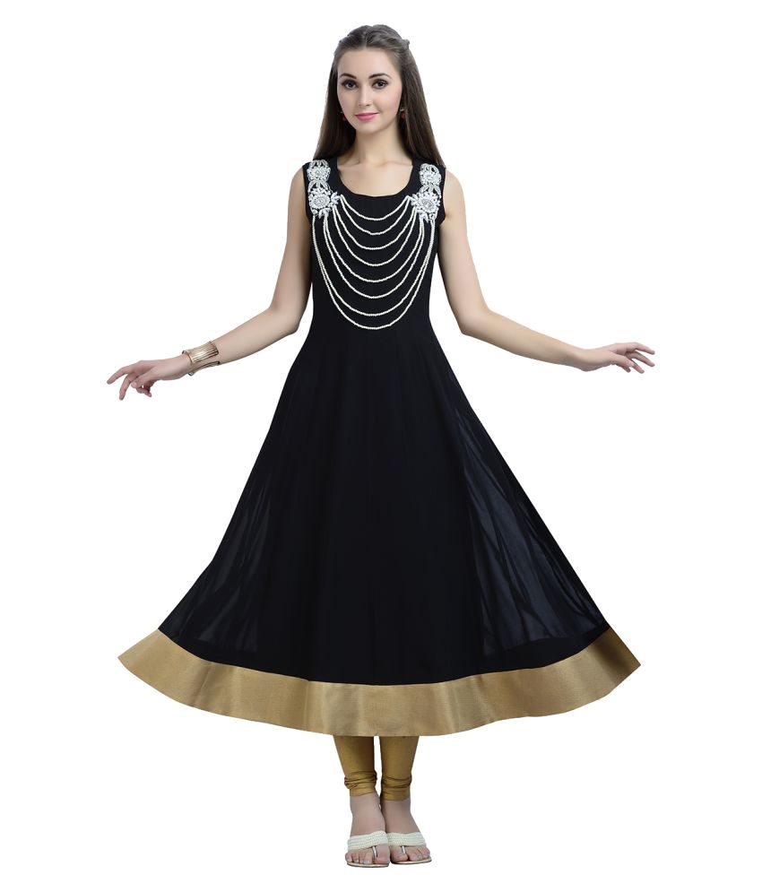 plain black georgette anarkali