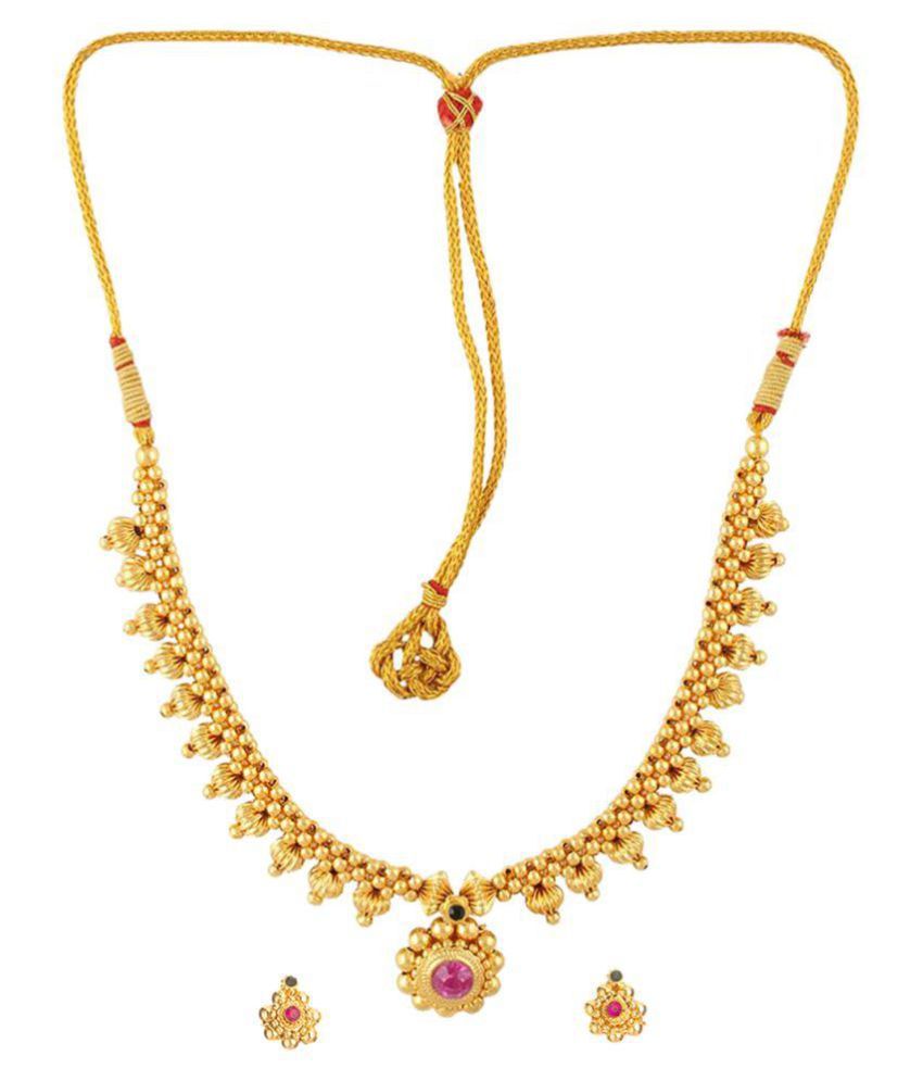 Ethnic and Antique 24K Gold Plated Necklace and Earrings Set Womens Trendz Traditional 