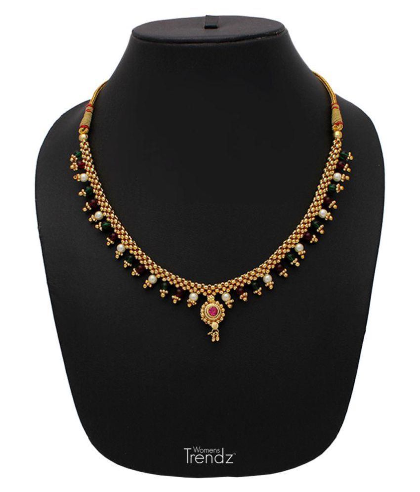 Womens Trendz Full Jhaler Multi Colour Thushi 24K Gold Plated Alloy ...