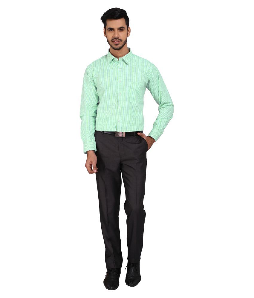 green formal shirt combination