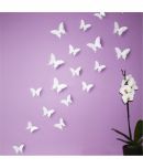 Jaamso Royals White 3D Butterflies PVC White Wall Sticker - Pack of 1