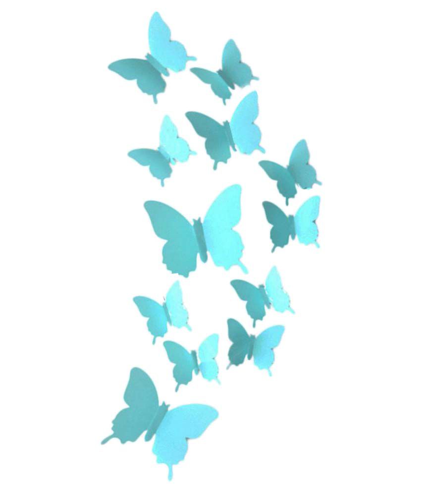     			Jaamso Royals Blue 3D Butterflies PVC Blue Wall Stickers