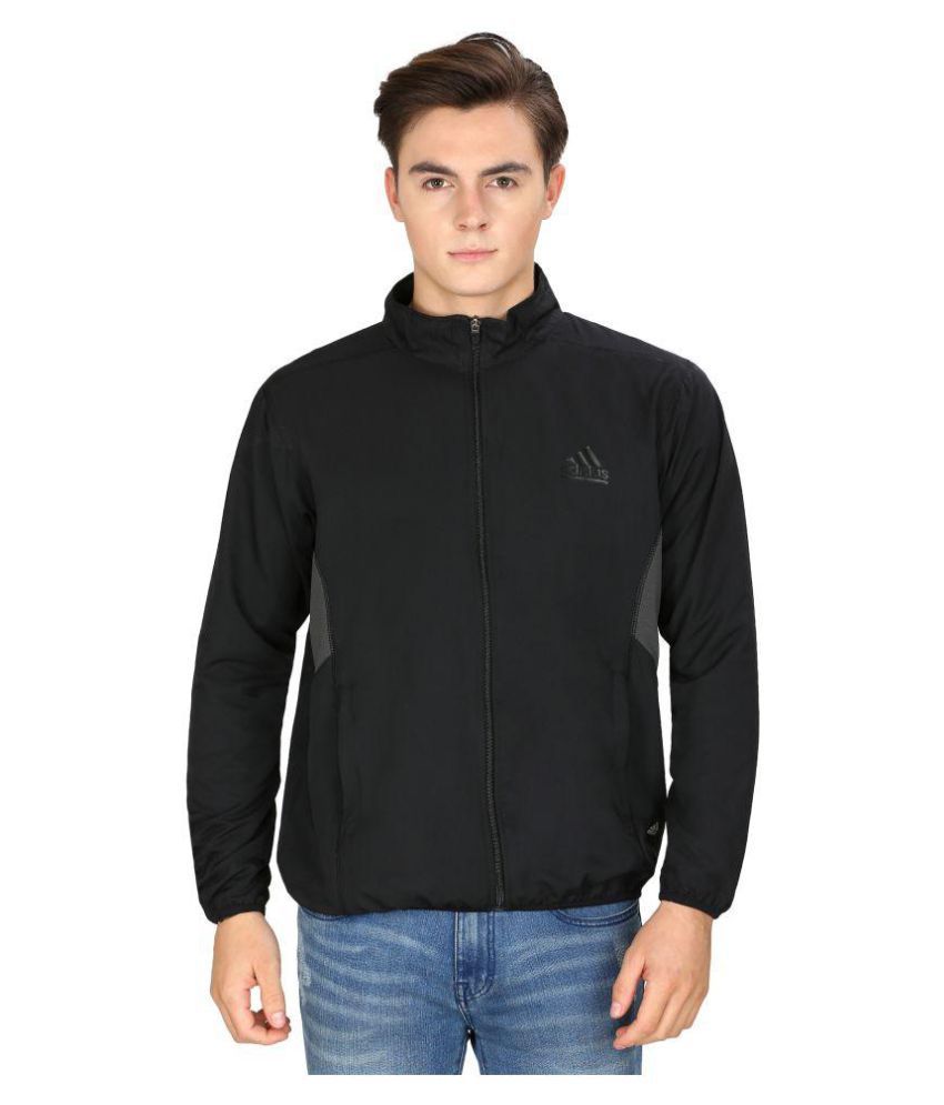 adidas black polyester fleece jacket