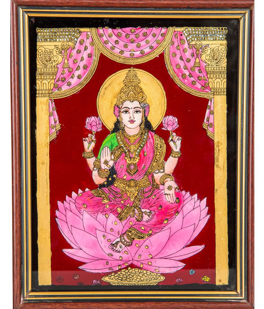 Mangala Arts Lakshmi Glass Painting With Frame Single Piece: Buy ...
